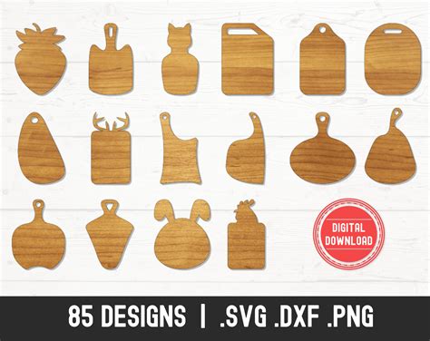 Cutting Board Svg Bundle Dxf Png Svg Cut Files For Laser Glowforge