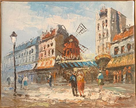 Caroline Burnett Copy Of Oil Painting Moulin Rouge Parisian Street