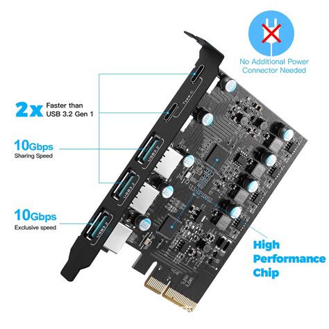 Pcie To Usb Gen Adapter Card With Gbps Bandwidth Port X