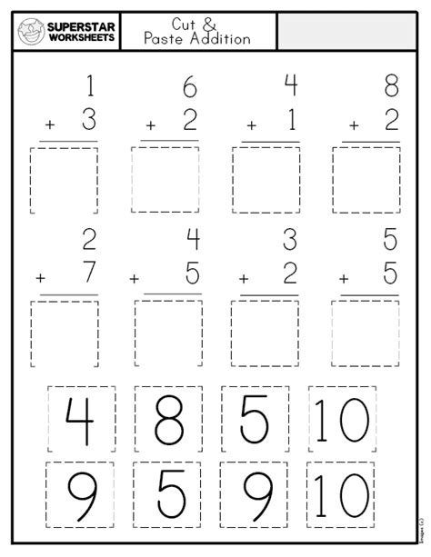 Cut And Paste Addition Worksheet