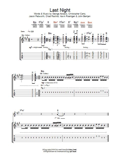 Last Night by Orson - Guitar Tab - Guitar Instructor