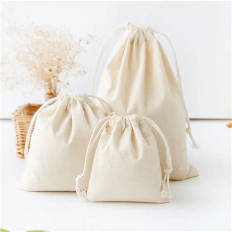 Mini Blank Bag Cotton Fabric Drawstring Storage Bag Size Soild