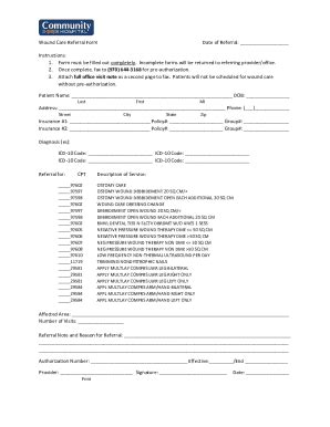 Fillable Online Wound Care Referral Form V Fax Email Print Pdffiller