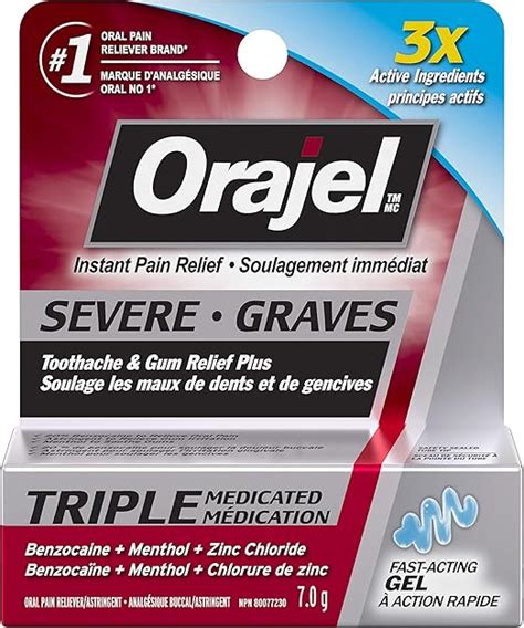 Orajel Severe Toothache And Gum Relief Plus Triple Medicated Gel 7 G