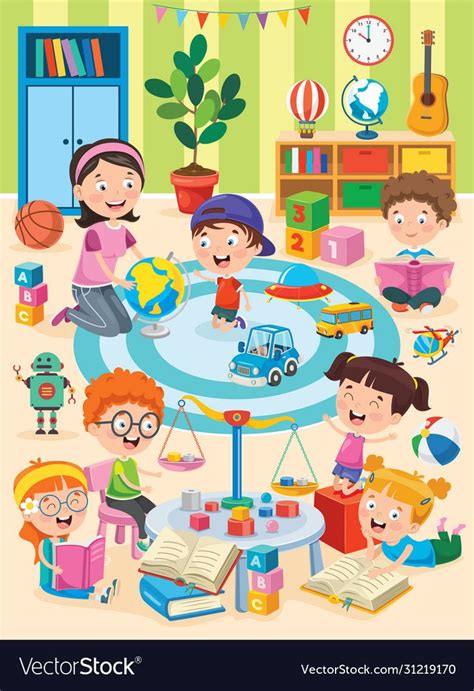 Preschool classroom vector image on VectorStock | Preschool pictures ...