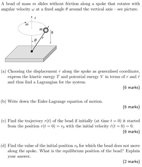 Solved A Bead Of Mass M Slides Without Friction Along A