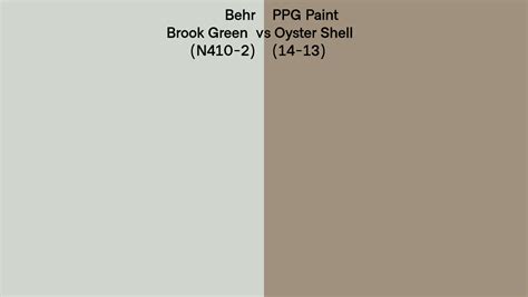 Behr Brook Green N Vs Ppg Paint Oyster Shell Side By