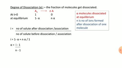 Relation Between Van T Hoff Factor And Degree Of Dissociation And