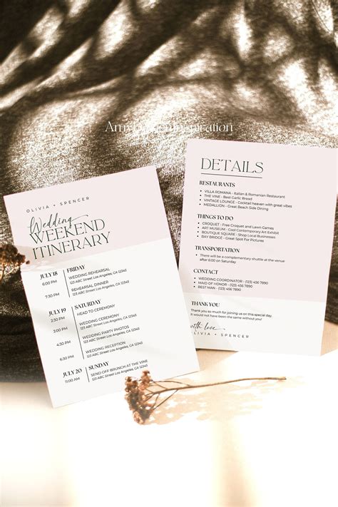 Destination Wedding Itinerary Wedding Itinerary Template Wedding