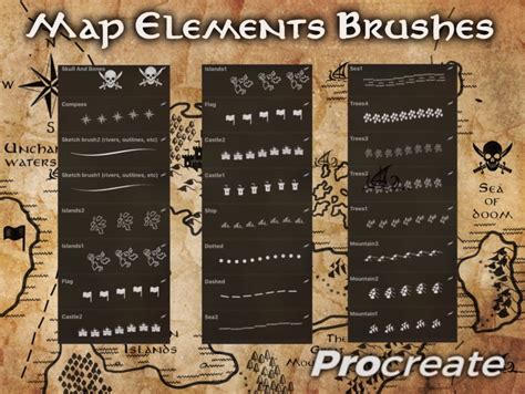 Map Elements Brushes Procreate - Etsy