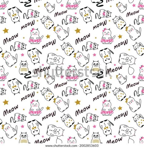 Color Pussy Cat Boy Girl Pattern Stock Vector Royalty Free Shutterstock