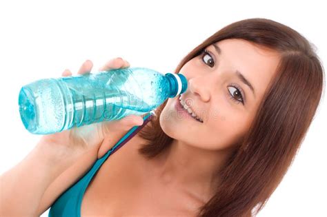 Thirsty Young Women Drinking Water Stock Image - Image of healthy, long ...