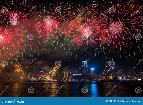 Chinese New Year Fireworks In Hongkong Editorial Photography Image