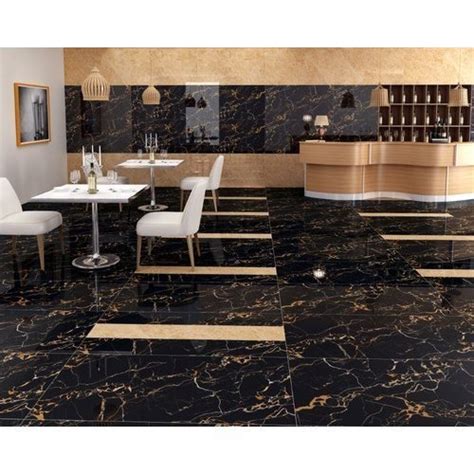 Black High Gloss Vitrified Tiles Thickness 8 10 Mm Size Medium