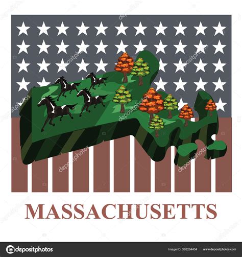 Massachusetts Mapa Del Estado Ilustración Vectorial Vector de stock por