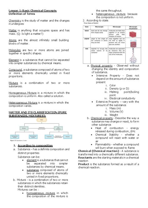 CHEM 101 - Lesson 1: Basic Chemical Concepts and Definitions - Studocu