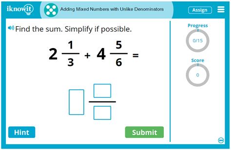 Addition Of Mixed Numbers With Unlike Denominators