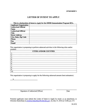 Fillable Online Dhhs Ne Letter Of Intent To Apply Fillable Form Fax