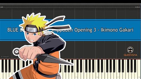 Naruto Shippuden Opening 3 Bluebird EASY Piano Tutorial Midi