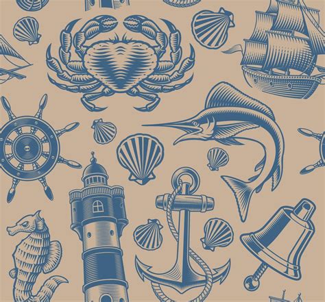 Seamless Nautical Pattern Vector Art At Vecteezy