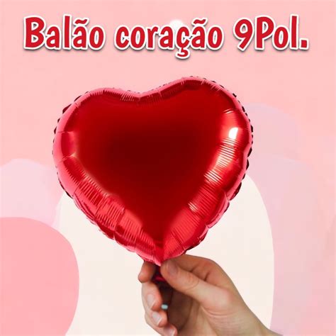 Balão Foil Metalizado Coração Vermelho 9 C 01 Unid JF Lembranças