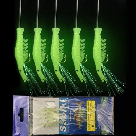 Pcs Lot Ise Sabiki Soft Fishing Lure Rigs Luminous Shrimp String Hook