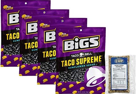 Taco Bell Taco Supreme Sunflower Seeds By Bigs 5 35 Ounce Pack Of 4 With 2 Ounce Bag Of By