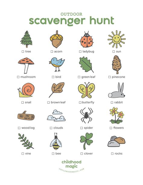 Outdoor Scavenger Hunt Free Printable Childhood Magic