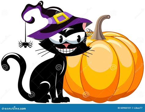 Zucca Del Gatto Nero Di Halloween Illustrazione Vettoriale