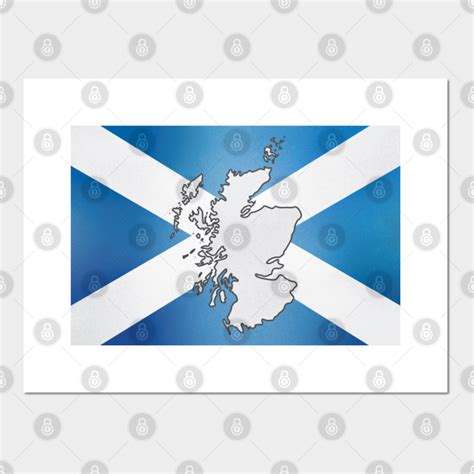 Scotland Map In Scottish Flag Colors Distressed Style Scotland Flag