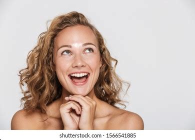 Image Happy Halfnaked Woman Laughing Looking Stock Photo