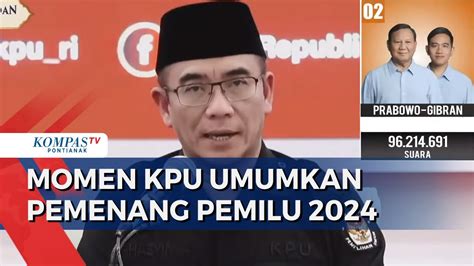 Full Ketua Kpu Umumkan Pemenang Pemilu Prabowo Gibran Suara