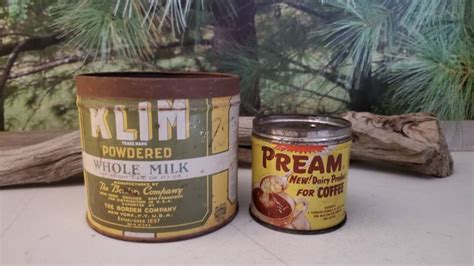 Klim Powdered Whole Milk And Pream Creamer Tin No Lids Collectible