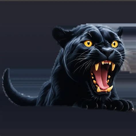 Fierce Panther With Yellow Eyes Png Image Captivating Vector