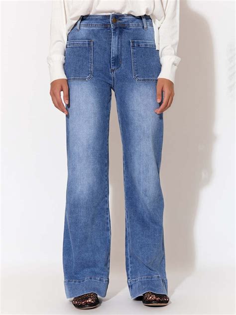 Adorne Patch Pocket Denim Jean Blue Florence Store