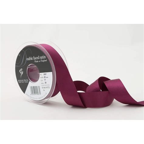 Berisfords Wine Double Faced Satin Cake Ribbon 25mm X 20m Ribbons