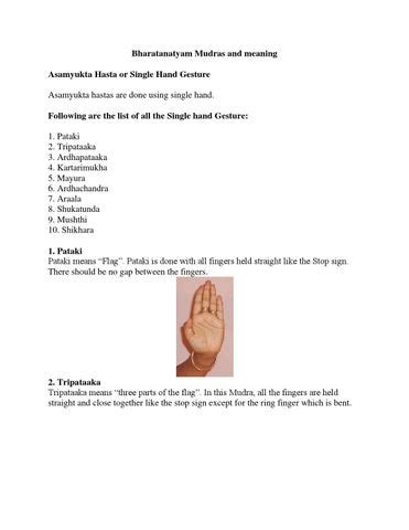 Bharatanatyam mudras and meaning by Anamika Nazer - Issuu