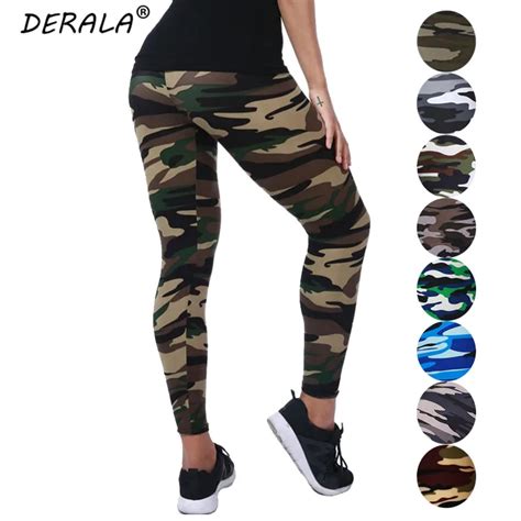 2018 Camo Print Stretched Camouflage Leggings Women Military Camouflage Pants Fitness High Waist