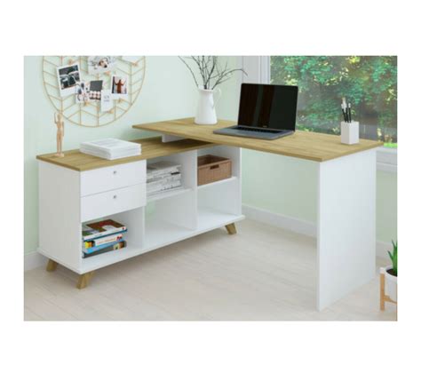 Bureau Dangle Marcus Blanc Et Bois Bureau Secrétaire But