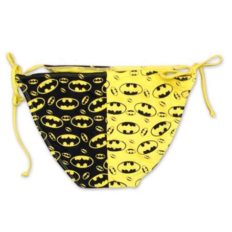 Batman String Bottom Women S Adjustable Bandeau Bikini Black