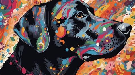 Premium AI Image | A colorful painting of a black lab dog.