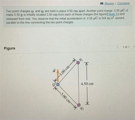 Solved Two Point Charges Q1 And Q2 Are Held In Place 450 Cm