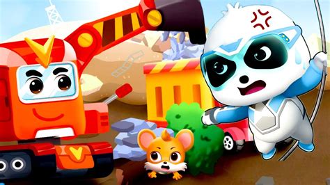 Baby Panda Super Truck Team Let S Build A Bridge BabyBus Game YouTube