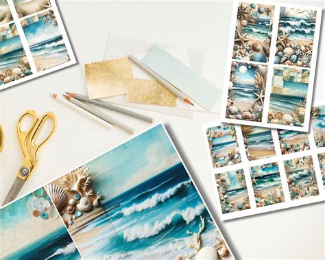 Coastal Junk Journal Pages, Beach Printable Ephemera, Ocean