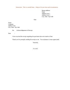 Sample Letter Acknowledgment Receipt Doc Template PdfFiller