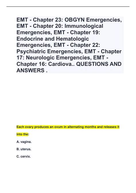 EMT - Chapter 23: OBGYN Emergencies, EMT - Chapter 20: Immunological