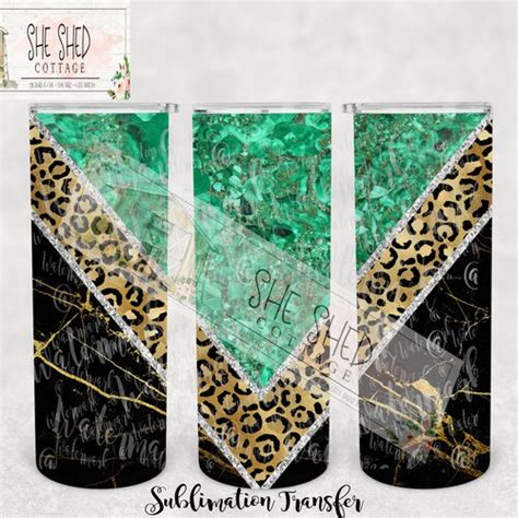 Leopard And Pink Glitter Tumbler Sublimation Transfer Ready Etsy