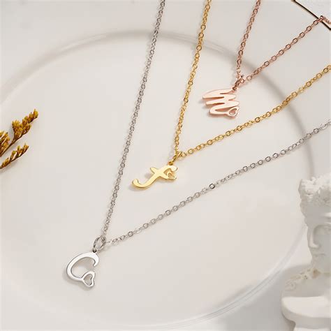 Personalized Initial Necklace With Tiny Heart Custom Letter Necklaces