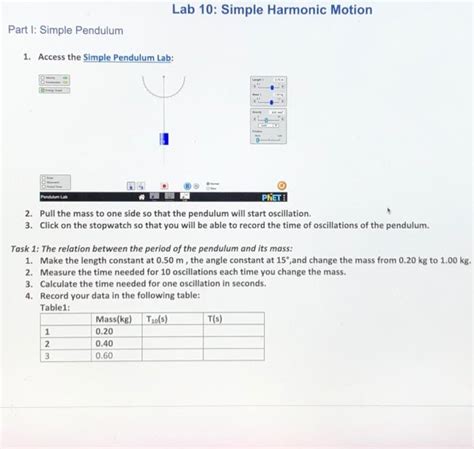 Lab Simple Harmonic Motion Part I Simple Chegg