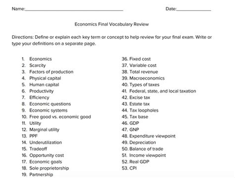 Economics Vocabulary Amped Up Learning